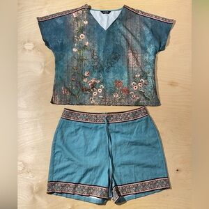 Chic Me Floral Teal Women's Shorts Set XL (PE)